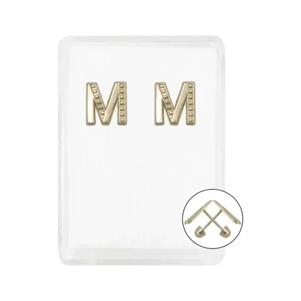 Aretes de oro 10k dorado inicial M — Joyaris