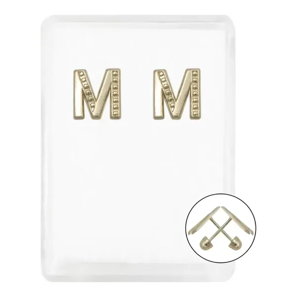 Aretes de oro 10k dorado inicial M — Joyaris