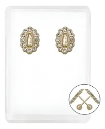 Aretes Broquel Oro 10k Virgen de Guadalupe con Zirconia - Imagen 1