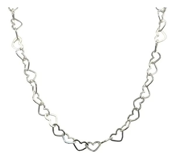 Cadena Collar Plata 925 Tejido Corazón Amor 50cm - Imagen 1