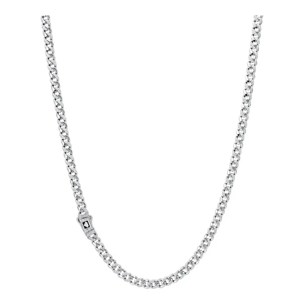 Cadena cubana 1x1 de plata .925 con zirconia de 5 mm y 60 cm con broche de caja para hombre - Joyaris