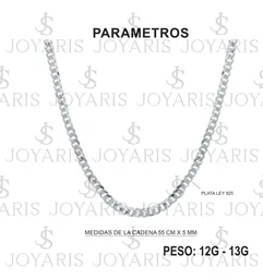 Cadena Cubana Cerrada Plata .925 55cm Hombre - Imagen 4