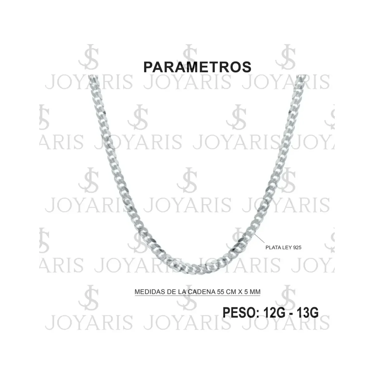 Cadena Cubana Cerrada Plata .925 55cm Hombre - Imagen 4