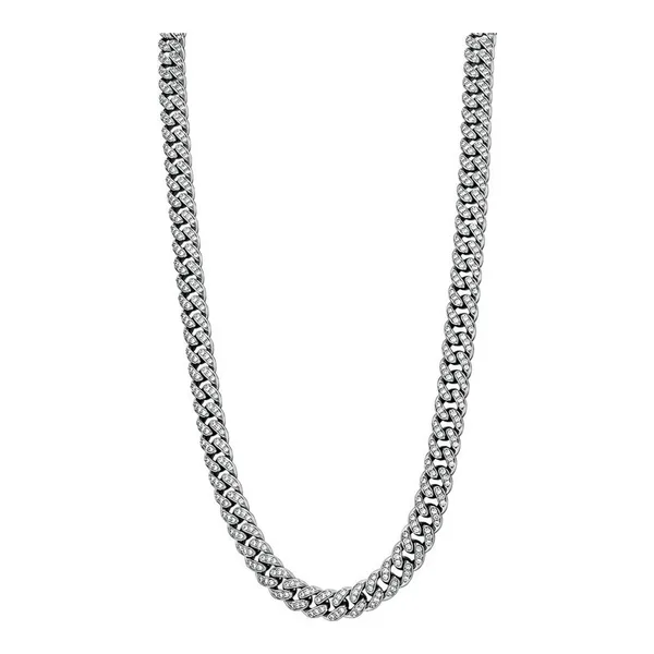 Cadena cubana de plata ley .925 rodizada estilo full ice 7 mm x 55 cm - Joyaris joyería fina artesanal