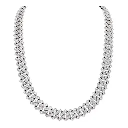 Cadena Cubana de Plata Ley .925 Full Ice Rodizada 10 mm 60 cm - Imagen 1