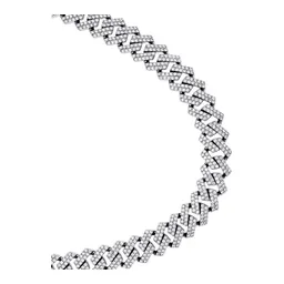 Cadena Cubana de Plata Ley .925 Full Ice Rodizada 10 mm 65 cm - Imagen 2