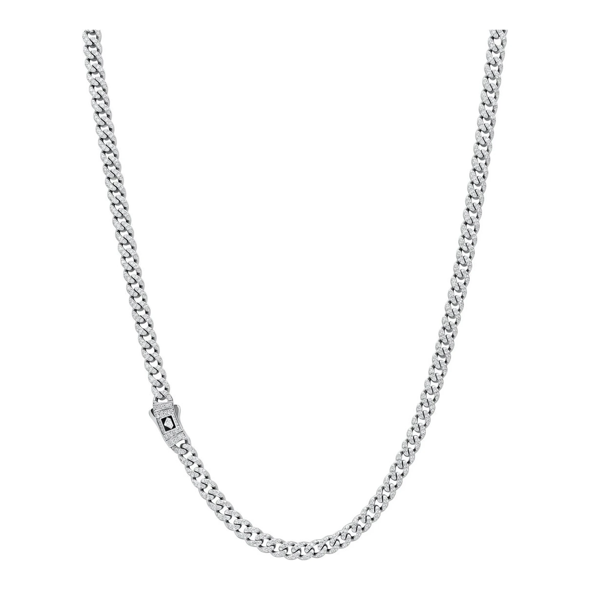 Cadena cubana Full Ice de plata .925 con zirconia de 5 mm y 60 cm con broche de caja para hombre - Joyaris