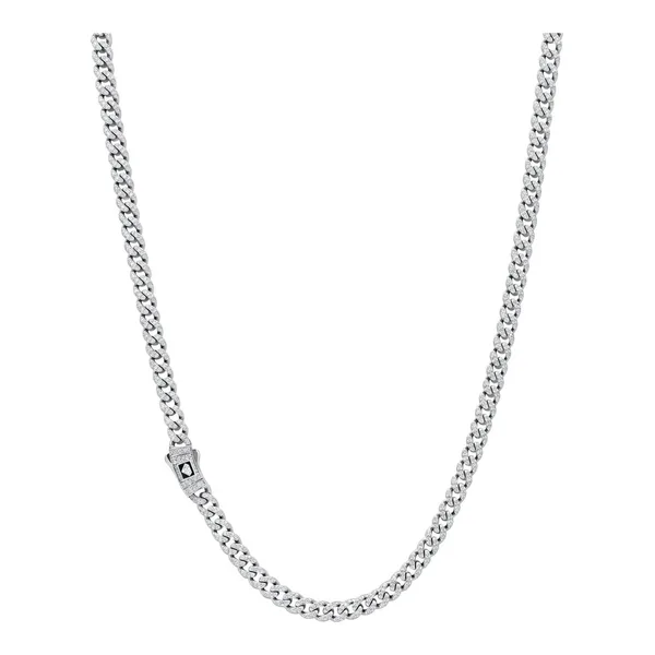 Cadena cubana Full Ice de plata .925 con zirconia de 5 mm y 60 cm con broche de caja para hombre - Joyaris