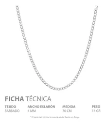 Cadena Cubana Plata 925 Diamantada Eslabones Pulidos 70cm - Imagen 5