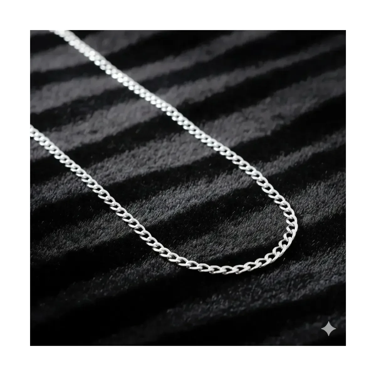 Cadena Cubana Plata 925 Diamantada Eslabones Pulidos 70cm - Imagen 6