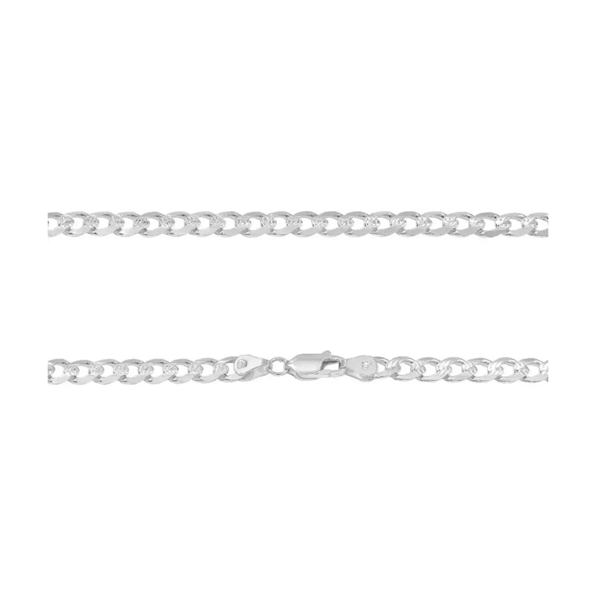 Cadena Cubana Plata 925 Diamantada para Hombre 55cm - Imagen 4