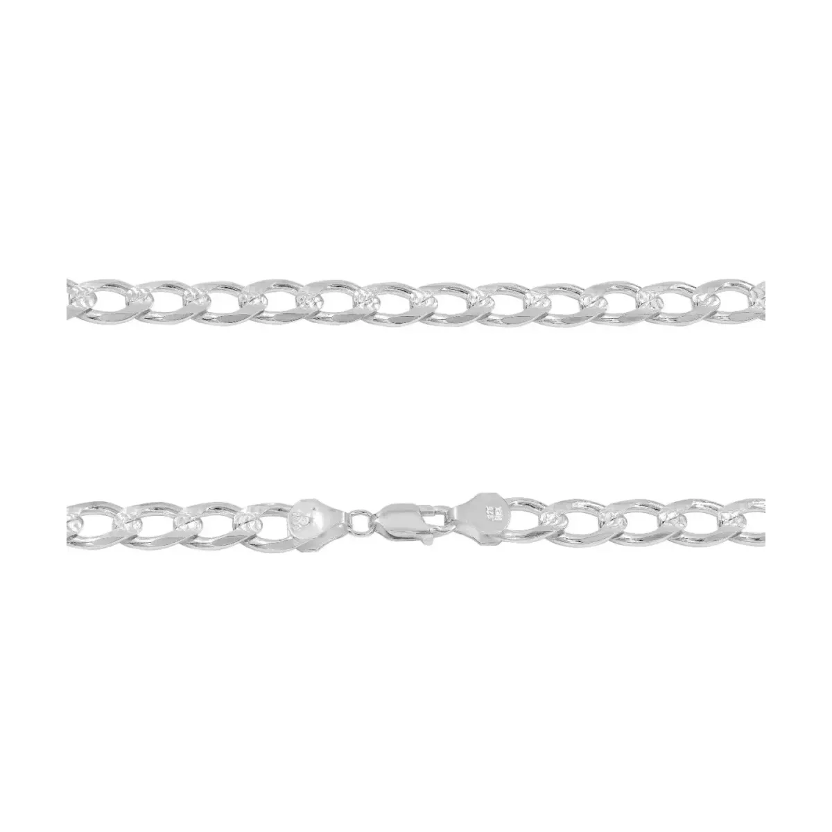 Cadena Cubana Plata 925 Diamantada para Hombre 65cm - Imagen 4
