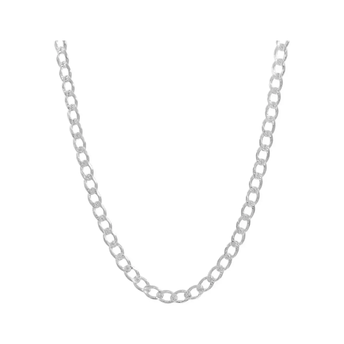 Cadena Cubana Plata Ley .925 diamantada para hombre de 55cm. Joyería artesanal mexicana de plata fina, eslabones gruesos y br
