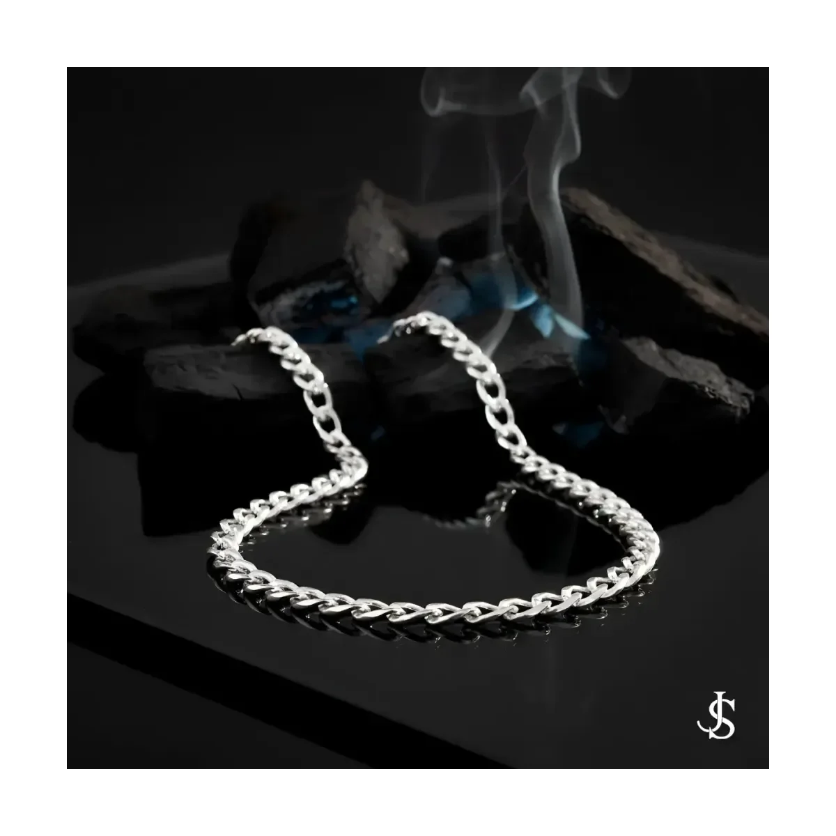 Cadena Cubana Plata Ley .925 Diamantada para Hombre 55cm - Imagen 6