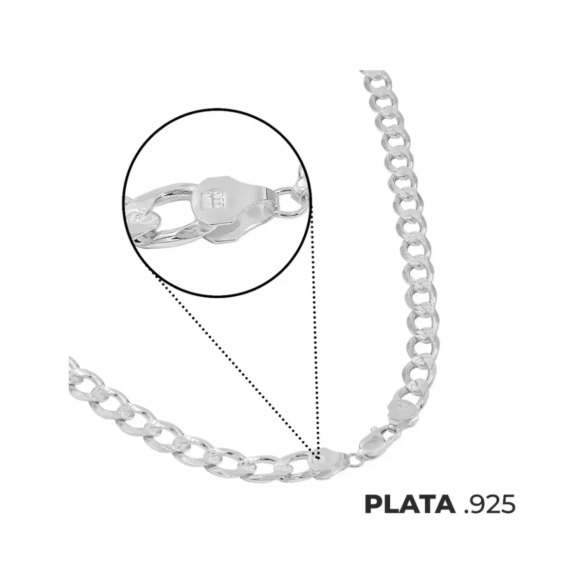 Cadena Cubana Plata Ley .925 Diamantada para Hombre 55cm - Imagen 7