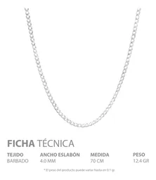 Cadena Cubana Plata Ley .925 Lisa 70cm para Hombre - Imagen 5