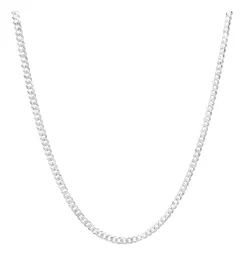 Cadena Cubana Plata Ley .925 Lisa para Hombre 50 cm - Imagen 1