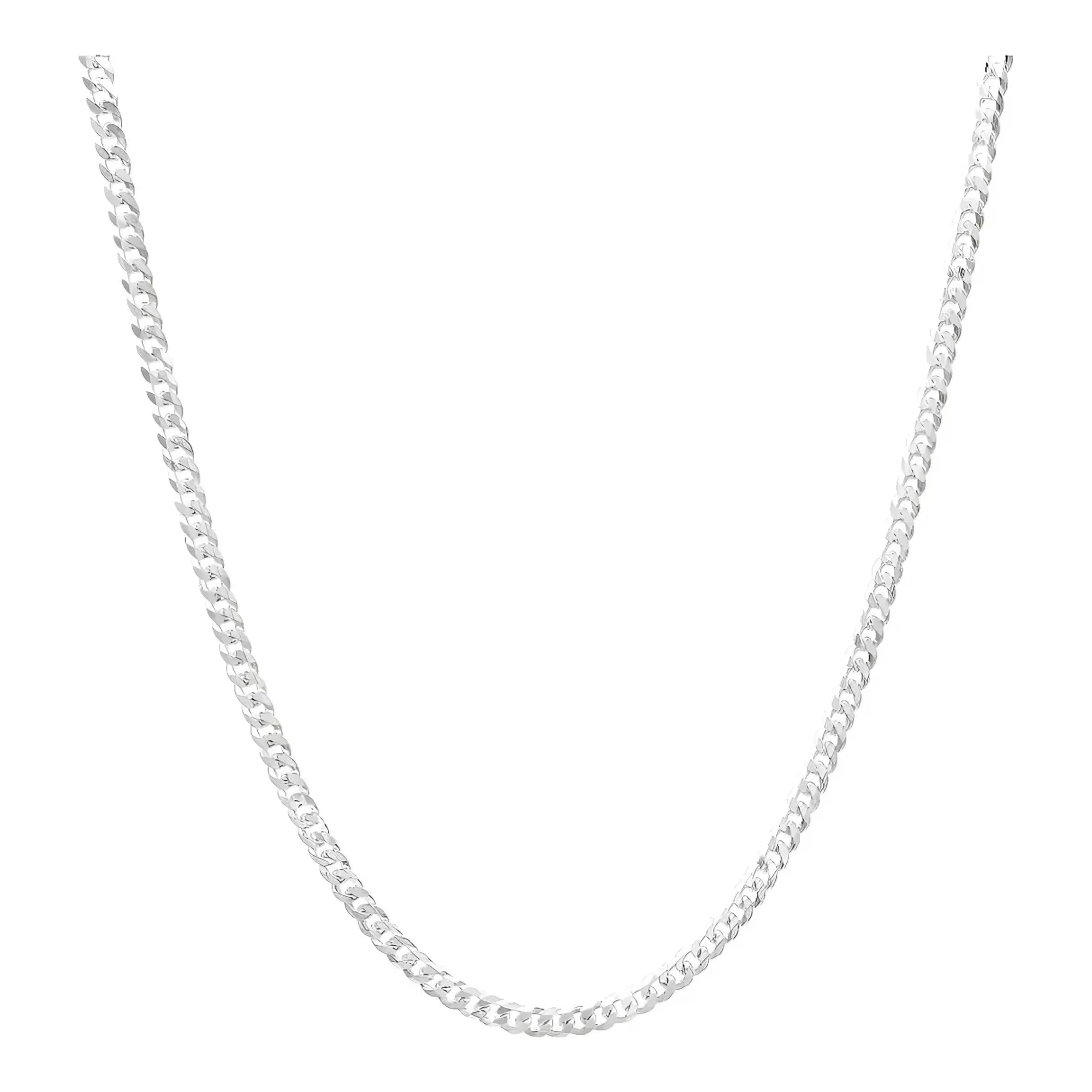 Cadena tejido cubano plata ley .925 lisa brillante para hombre, collar de plata eslabon cubano de 50 cm con broche perico