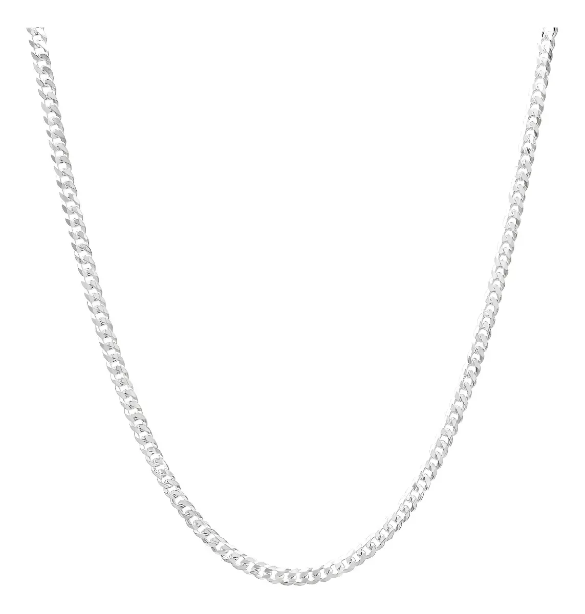 Cadena cubana de plata .925 lisa para hombre, brillante, estilo minimalista. Collar de plata fina hipoalergénica y atemporal.