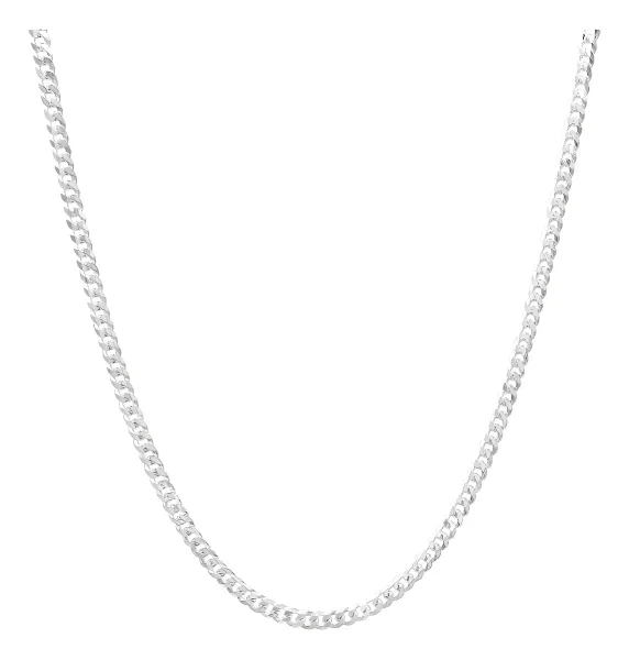 Cadena Cubana Plata Ley .925 Lisa para Hombre 50 cm - Imagen 1