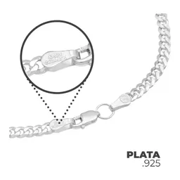 Cadena Cubana Plata Ley .925 Lisa para Hombre 50 cm - Imagen 3