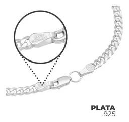 Cadena Cubana Plata Ley .925 Lisa para Hombre 50 cm - Imagen 3