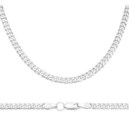 Cadena Cubana Plata Ley .925 Lisa para Hombre 50 cm - Imagen 4