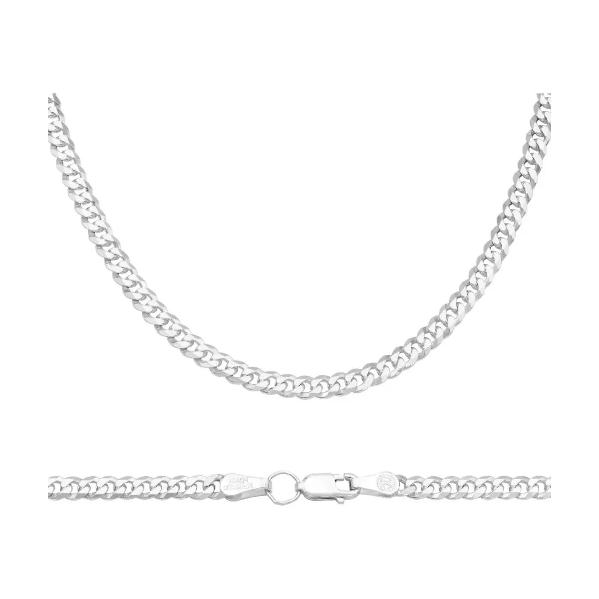 Cadena Cubana Plata Ley .925 Lisa para Hombre 50 cm - Imagen 4