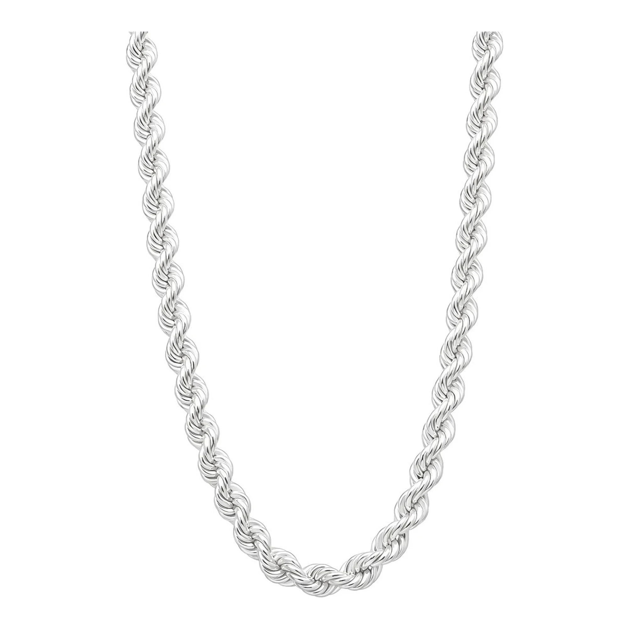 Cadena cuerda torsal de plata .925 sólida de 6 mm y 70 cm con broche mosquetón - Joyaris joyería mexicana