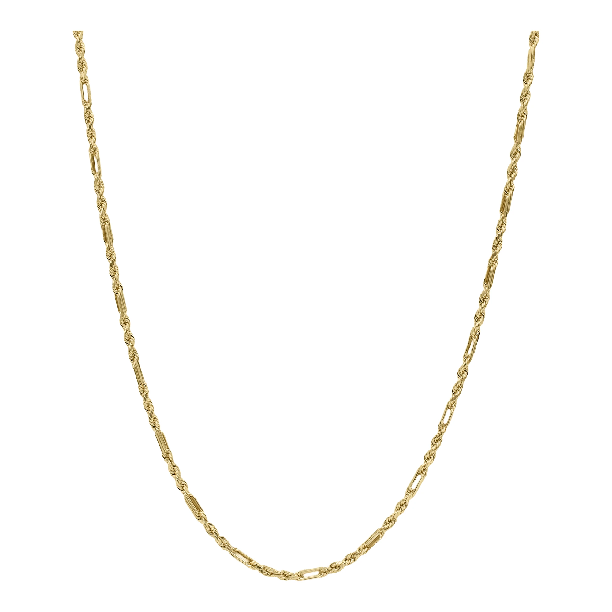 Cadena torzal de oro 10k amarillo eslabón tejido cuerda torsal de 45 cm y 2 mm con broche de gancho acabado pulido brillante