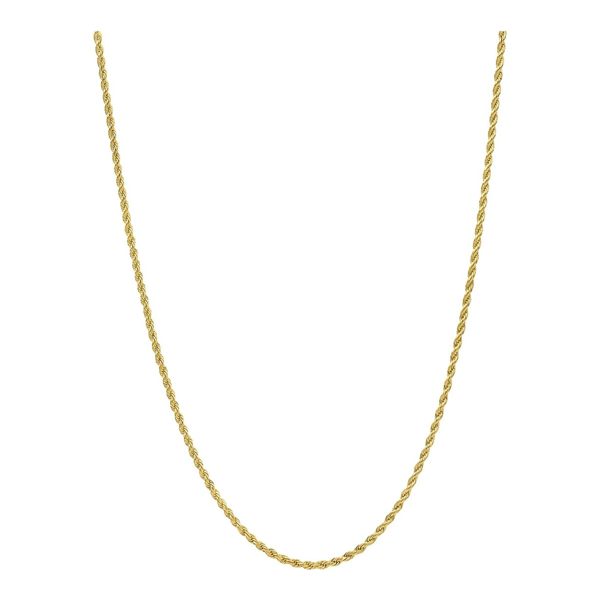 Cadena de oro 10k tejido cuerda torsal 50 cm y 2 mm acabado pulido - Joyaris joyería fina mexicana