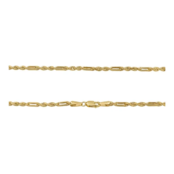 Cadena de Oro 10k Tejido Cuerda Torsal 60 cm y 2 mm Unisex - Imagen 3