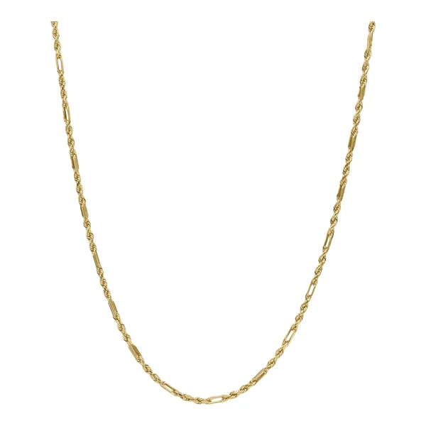 Cadena de Oro 10k Tejido Cuerda Torsal 65 cm y 2 mm Unisex - Imagen 1