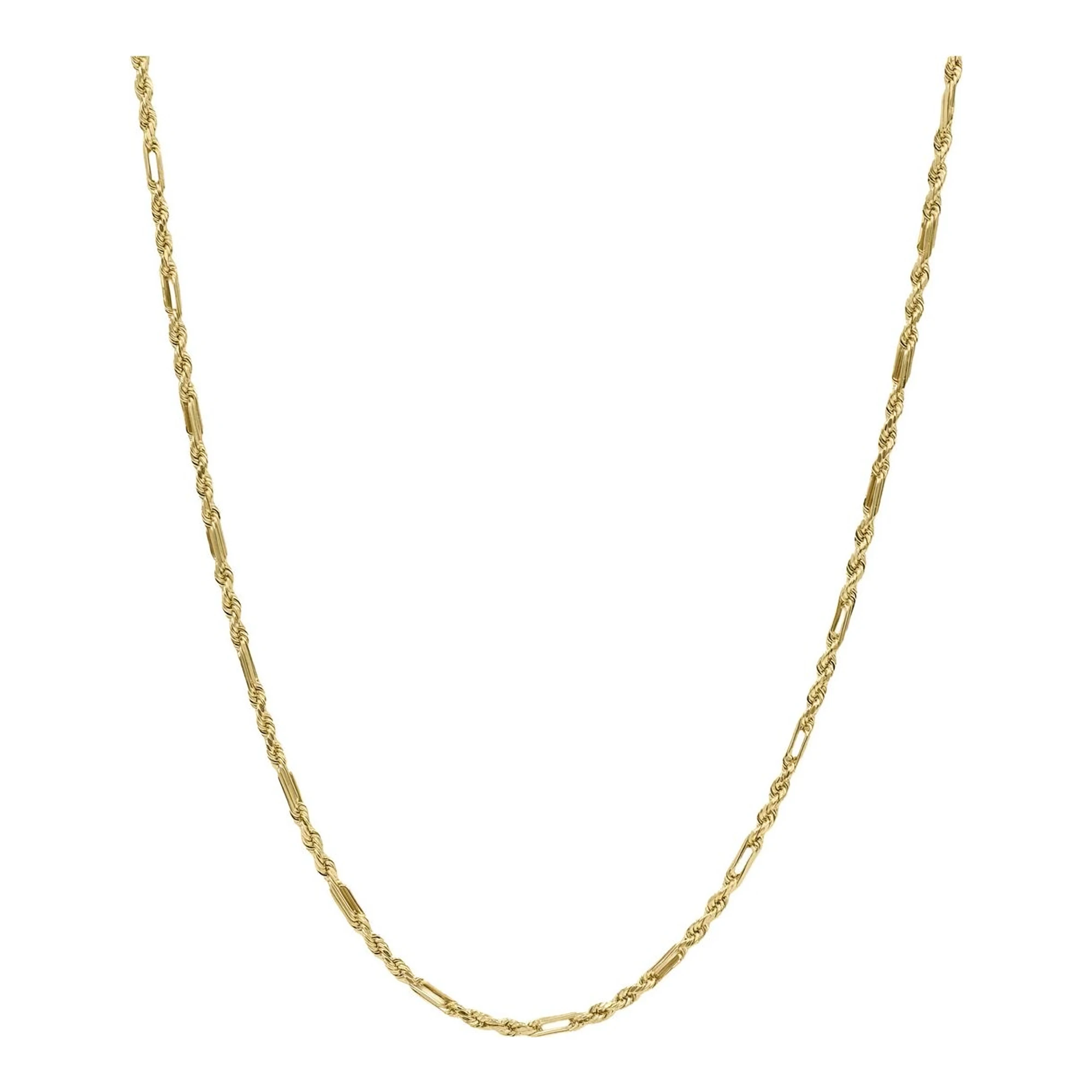 Cadena torzal de oro 10k amarillo eslabón tejido cuerda torsal de 60 cm y 2 mm con broche de gancho acabado pulido brillante