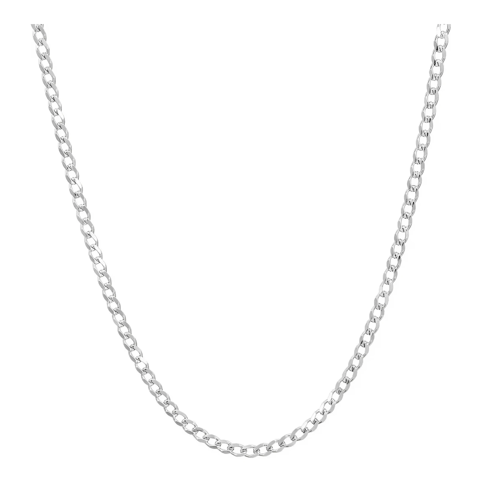 Cadena cubana de plata 925 eslabón barbado diamantado brillante unisex 40cm largo 4mm ancho con broche perico estilo clásico
