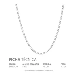 Cadena de Plata 925 Cubana Diamantada Barbada Unisex 40cm Grosor 4mm - Imagen 5