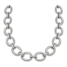 Cadena de Plata .925 Ovalada Rodizada Full Ice Zirconia 50 cm 11 mm - Imagen 1