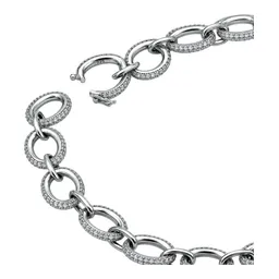 Cadena de Plata .925 Ovalada Rodizada Full Ice Zirconia 50 cm 11 mm - Imagen 3