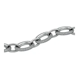 Cadena de Plata .925 Ovalada Rodizada Full Ice Zirconia 50 cm 11 mm - Imagen 4