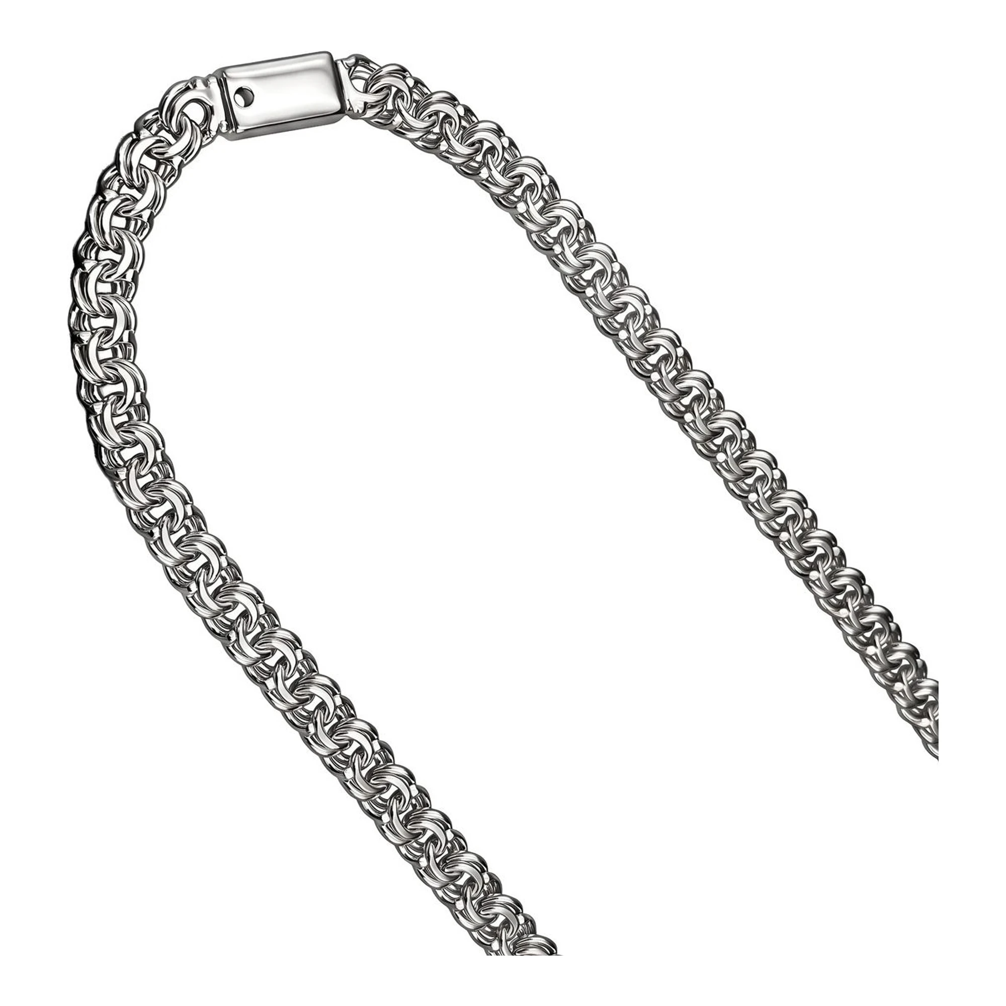 Cadena de Plata .925 Tejido Chino y 5 mm Broche Caja 45 cm - Imagen 2