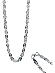 Cadena de Plata Ley .925 Diseño Torsal Marinera con Eslabones 45 cm - Imagen 1