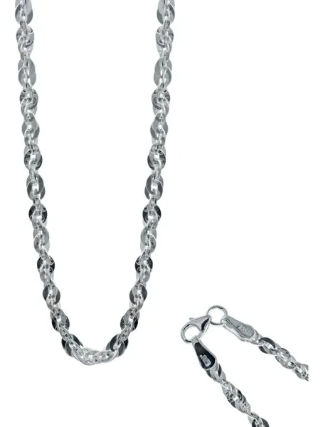 Cadena de Plata Ley .925 Diseño Torsal Marinera con Eslabones 45 cm - Imagen 1