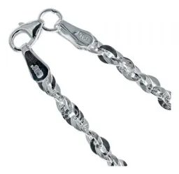 Cadena de Plata Ley .925 Diseño Torsal Marinera con Eslabones 45 cm - Imagen 4