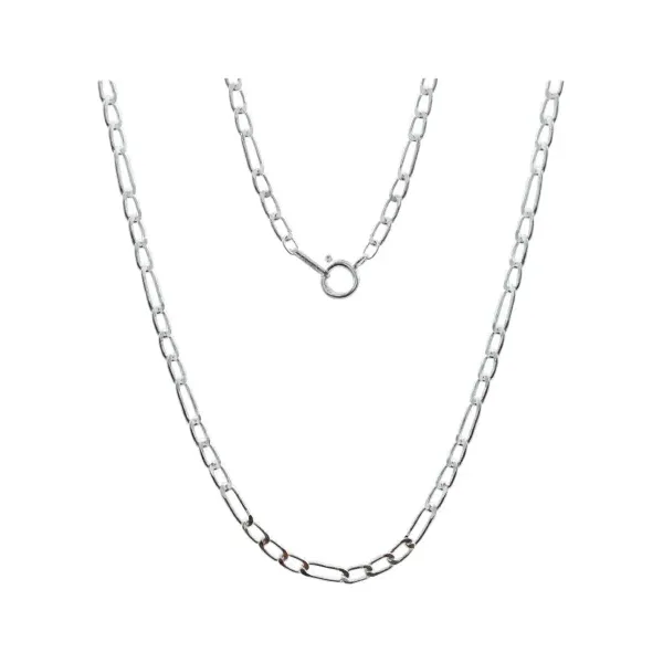 Cadena de Plata Ley .925 Estilo Figaro 55cm para Mujer - Imagen 1