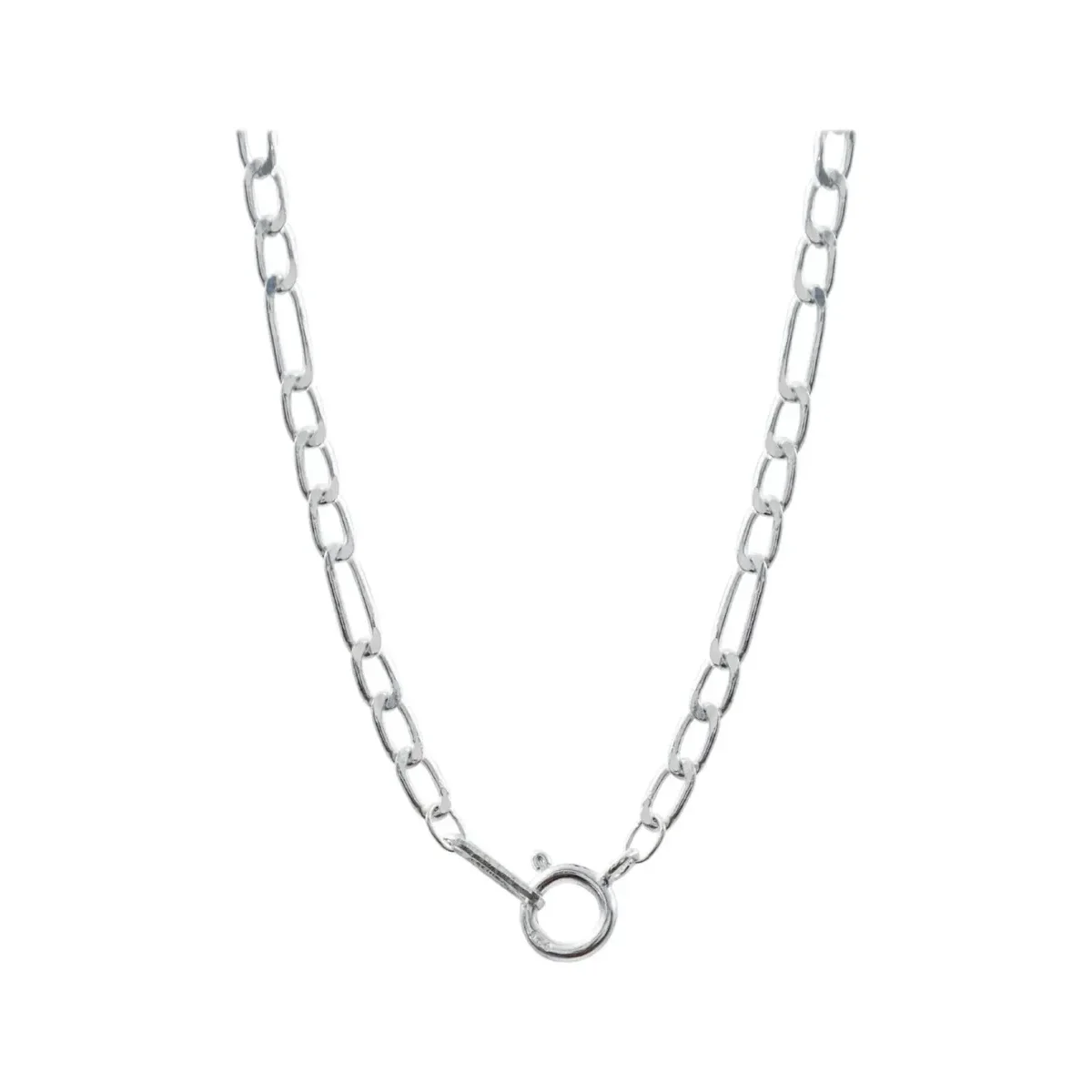 Cadena de Plata Ley .925 Estilo Figaro 55cm para Mujer - Imagen 2