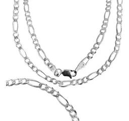 Cadena Figaro 3x1 Diamantada Plata .925 55cm - Imagen 1