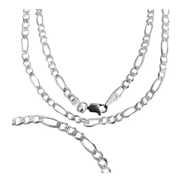 Cadena Figaro 3x1 Diamantada Plata .925 55cm - Imagen 1
