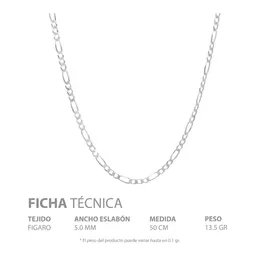 Cadena Figaro 3x1 Maciza Plata Ley 925 para Hombre de 50 cm - Imagen 5