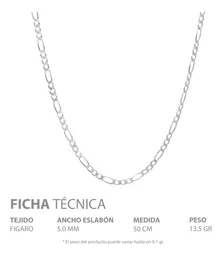 Cadena Figaro 3x1 Maciza Plata Ley 925 para Hombre de 50 cm - Imagen 5