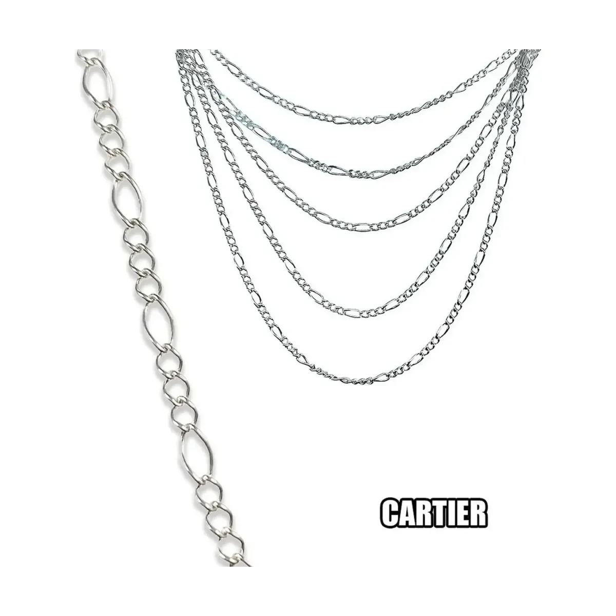 Cadena Figaro 3x1 Plata Ley .925 50cm - Imagen 2